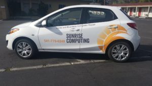 Sunrise Computing logo vehicle wrap, April 2017
